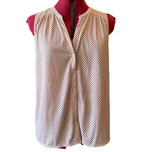 H&M Sleeveless blouse  Top V-Neck button down beige With Black details, Size M